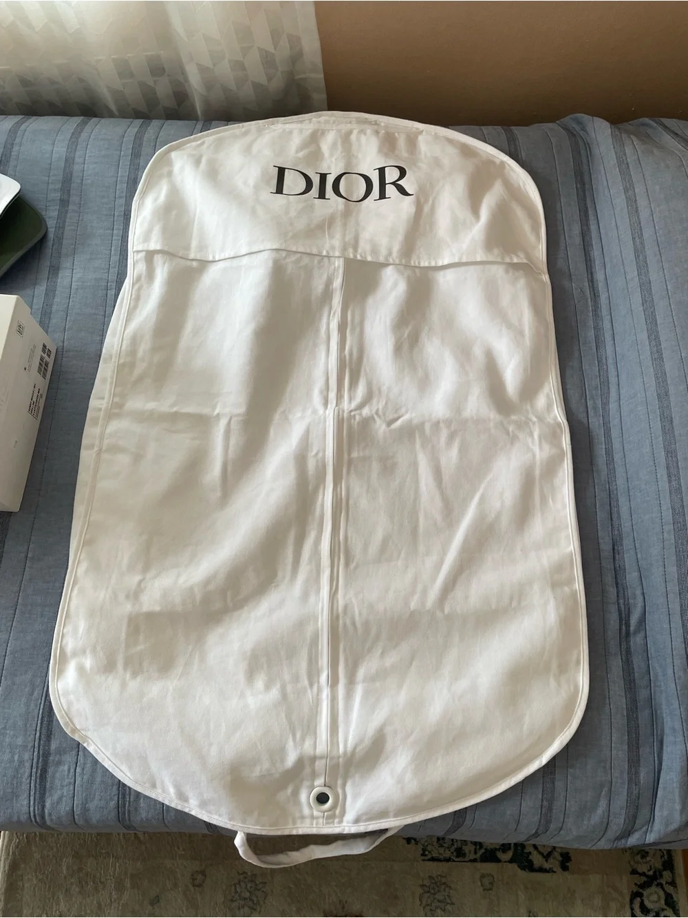 Dior White Canvas Garment Bag with Black Logo